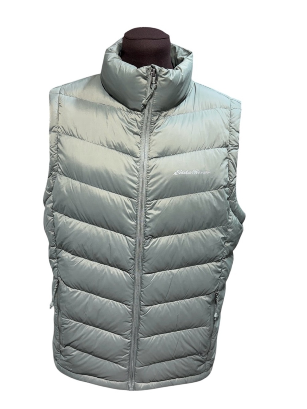 Eddie Bauer CirrusLite Down Vest Womens Sz L Olive Green 650 Fill Puffer Jacket